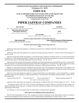 PIPER JAFFRAY COMPANIES (Exact Name of Registrant As Specified in Its Charter)