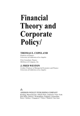 Financial Theory and Corporate Policy