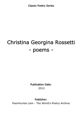 Christina Georgina Rossetti - Poems