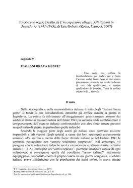 Il Testo Che Segue È Tratto Da L'occupazione Allegra. Gli Italiani In