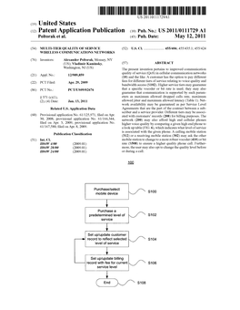 (12) Patent Application Publication (10) Pub. No.: US 2011/0111729 A1 Poltorak Et Al