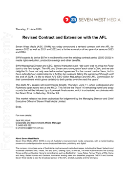 Revised Contract and Extension with the AFL