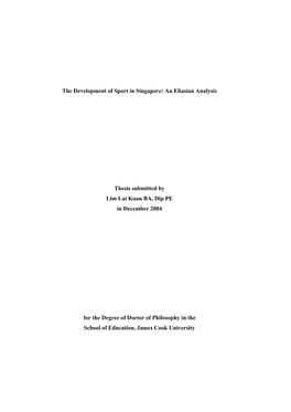 The Development of Sport in Singapore: an Eliasian Analysis