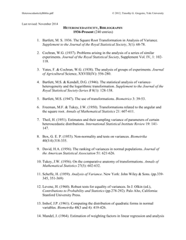 1. Bartlett, MS 1936. the Square Root Transformation in Analysis of Variance. Supplement to the Jo