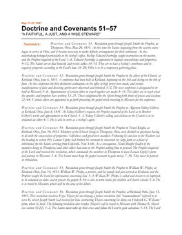 Doctrine and Covenants 51–57 “A FAITHFUL, a JUST, and a WISE STEWARD”