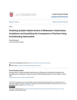 Predicting Suitable Habitat Decline of Midwestern United States Amphibians and Quantifying the Consequence of Declines Using Pond-Breeding Salamanders