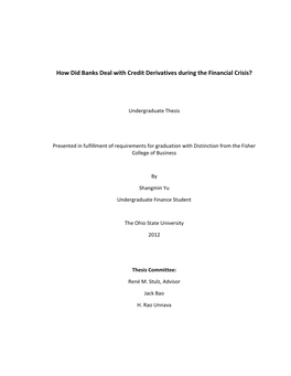 How Did Banks Deal with Credit Derivatives During the Financial Crisis?