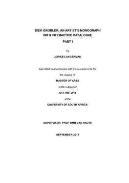 Diek Grobler: an Artist’S Monograph with Interactive Catalogue