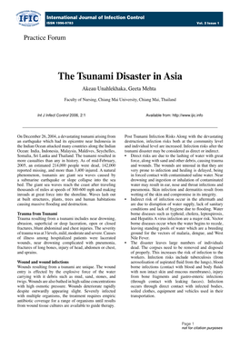 The Tsunami Disaster in Asia Akeau Unahlekhaka, Geeta Mehta