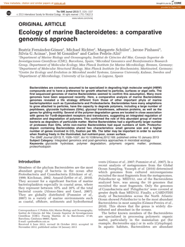 Ecology of Marine Bacteroidetes: a Comparative Genomics Approach