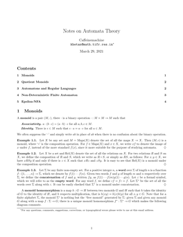 Notes on Automata Theory