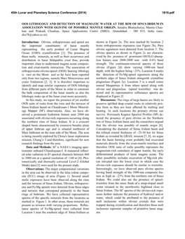 Oos Lithology and Detection of Magmatic Water at the Rim of Sinus Iridum in Association with Olivine of Possible Mantle Origin