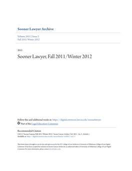 Sooner Lawyer, Fall 2011/Winter 2012