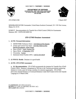 JTF- GTMO Detainee Assessment JDIMS Referencename