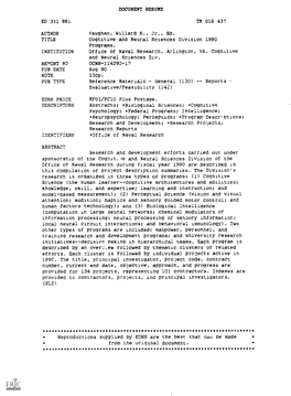 Cognitive and Neural Sciences Division 1990 Programs