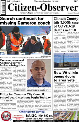Search Continues for Missing Cameron Coach