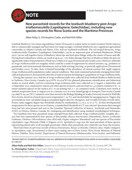 New Parasitoid Records for the Lowbush Blueberry Pest Aroga