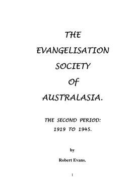 Evangelisation Society of Australasia 1919 to 1945