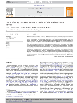 Factors Affecting Cactus Recruitment in Semiarid Chile: a Role for Nurse Effects?