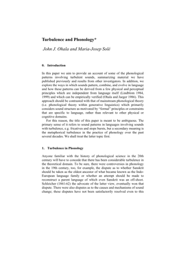 Turbulence and Phonology* John J. Ohala and Maria-Josep Solé