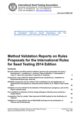 ISTA Method Validation Reports 2014