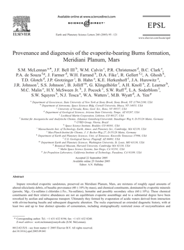 Provenance and Diagenesis of the Evaporate-Bearing Burns Formation