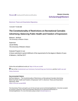 The Constitutionality of Restrictions on Recreational Cannabis Advertising: Balancing Public Health and Freedom of Expression