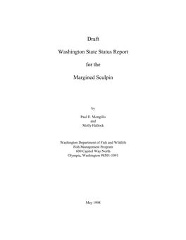 Draft WA State Status Report for the Margined Sculpin