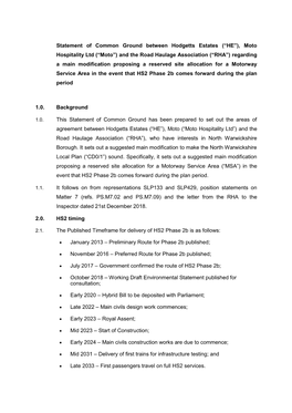 (“HE”), Moto Hospitality Ltd (“Moto”) and the Road Haulage Associati