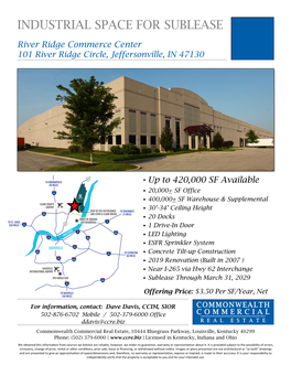Industrial Space for Sublease