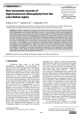 New Taxonomic Records of Zygnemataceae (Charophyta) from the Lake Baikal Region