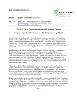 The Kelly Cares Foundation Partners with the Band Chicago