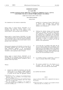 COMMISSION DECISION of 12 April 2006 Amending Commission