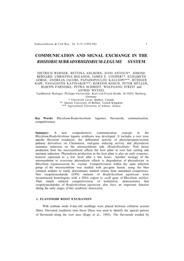 Communication and Signal Exchange in the Rhizobium/Bradyrhizobium-Legume System