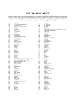 Iso Country Codes