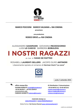 I NOSTRI RAGAZZI Pressbook Uscita