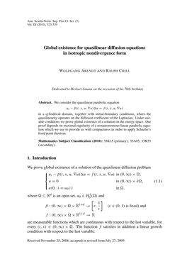 Global Existence for Quasilinear Diffusion Equations in Isotropic Nondivergence Form