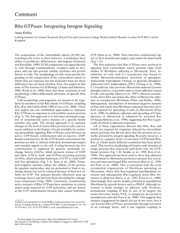 Rho Gtpases: Integrating Integrin Signaling