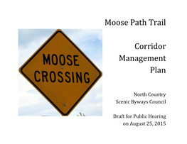 Moose Path Trail Corridor Management Plan
