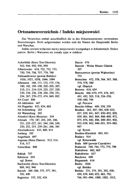 Ortsnamenverzeichnis / Indeks Miejscowosci