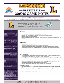 2015-16 Game Notes