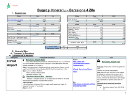 Buget Și Itinerariu – Barcelona 4 Zile El Prat Airport