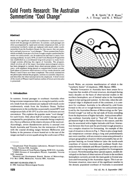 Cold Fronts Research: the Australian Summertime 