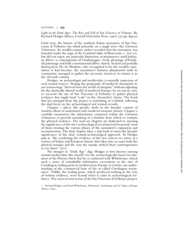 The Rise and Fall of San Vincenzo Al Volturno. by Richard Hodges (Ithaca, Cornell University Press, 1997) 232 Pp