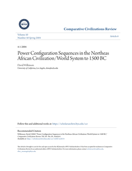 Power Configuration Sequences in the Northeas African Civilization/World System to 1500 BC David Wilkinson University of California, Los Angeles, Dow@Ucla.Edu