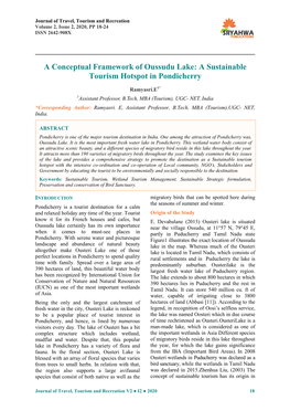 A Conceptual Framework of Oussudu Lake: a Sustainable Tourism Hotspot in Pondicherry