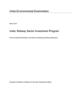 IEE: India: Railway Sector Investment Program: Pune-Guntakal