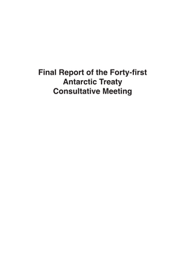 Final Report of the Forty First Antarctic Treaty Consultative Meeting