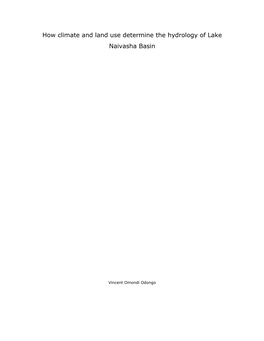 How Climate and Land Use Determine the Hydrology of Lake Naivasha Basin