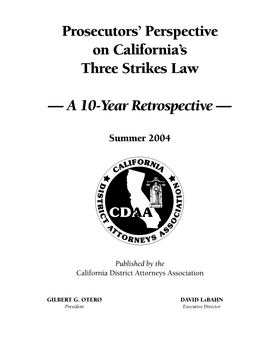 Prosecutor's Perspective on California's Three